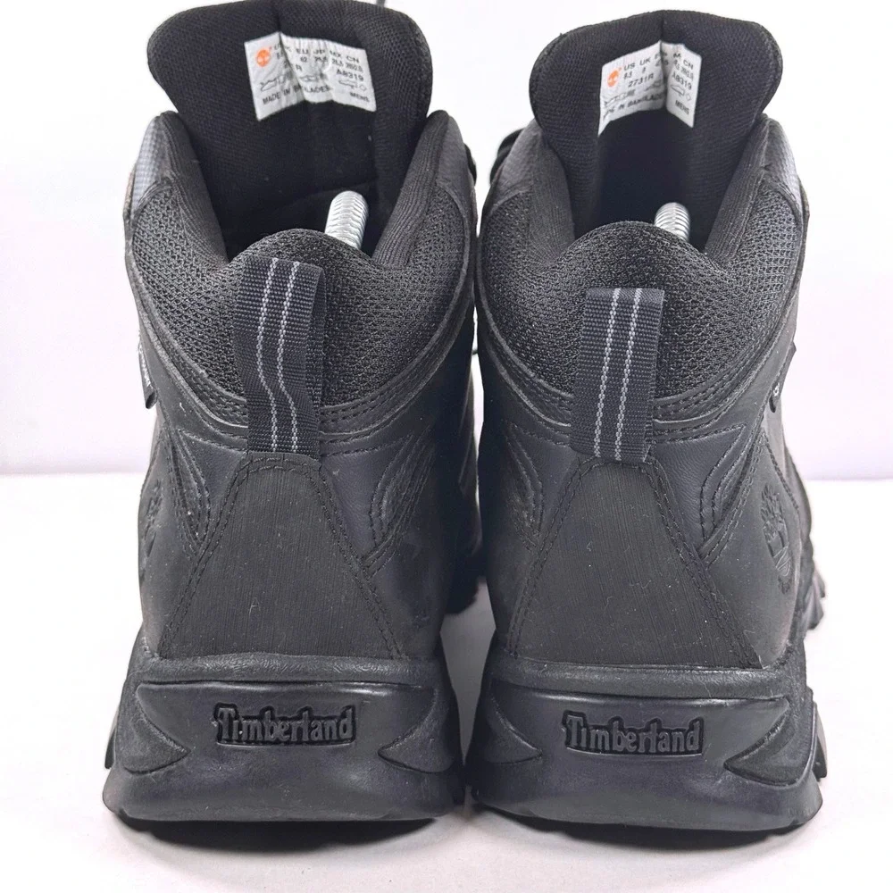 Timberland White Ledge Mid Waterproof Hiking Boots Black Leather Mens 8.5 2731R